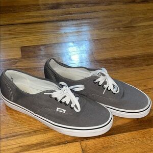 Vans Gray Low-Top Canvas Sneakers with White Laces